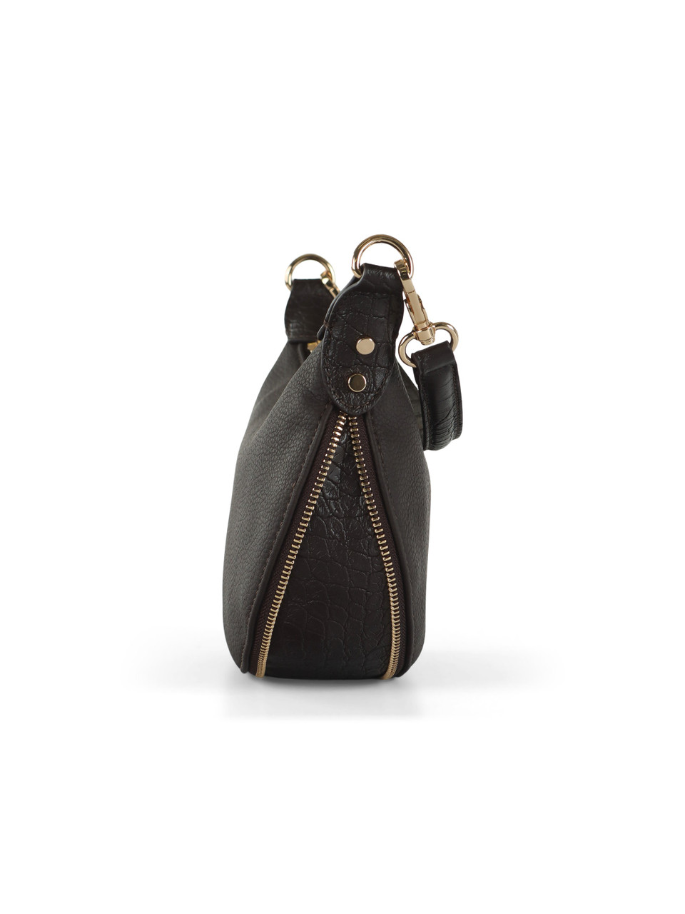 MARRONE | Borsa hobo effetto martellato KALISKA Small