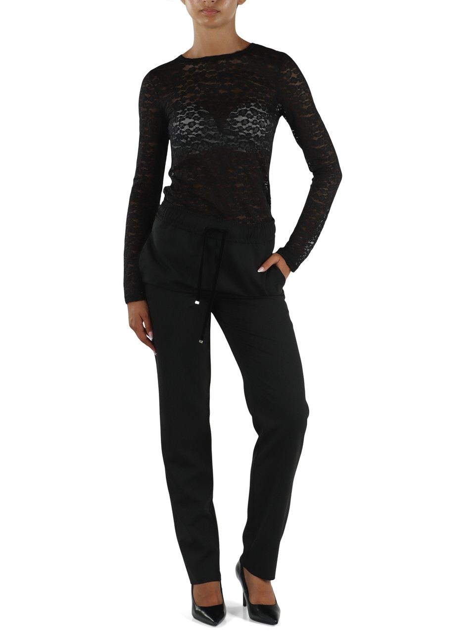 NERO | SPORT: Top manica lunga in pizzo AUTORE