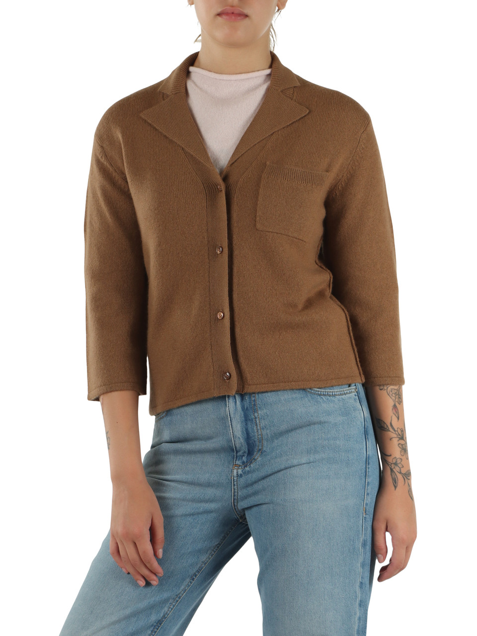 MARRONE CHIARO | SPORT: Cardigan in lana e cashmere ALPACA