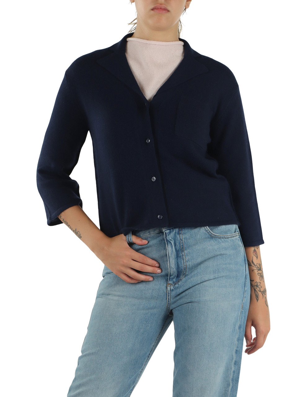 BLU SCURO | SPORT: Cardigan in lana e cashmere ALPACA