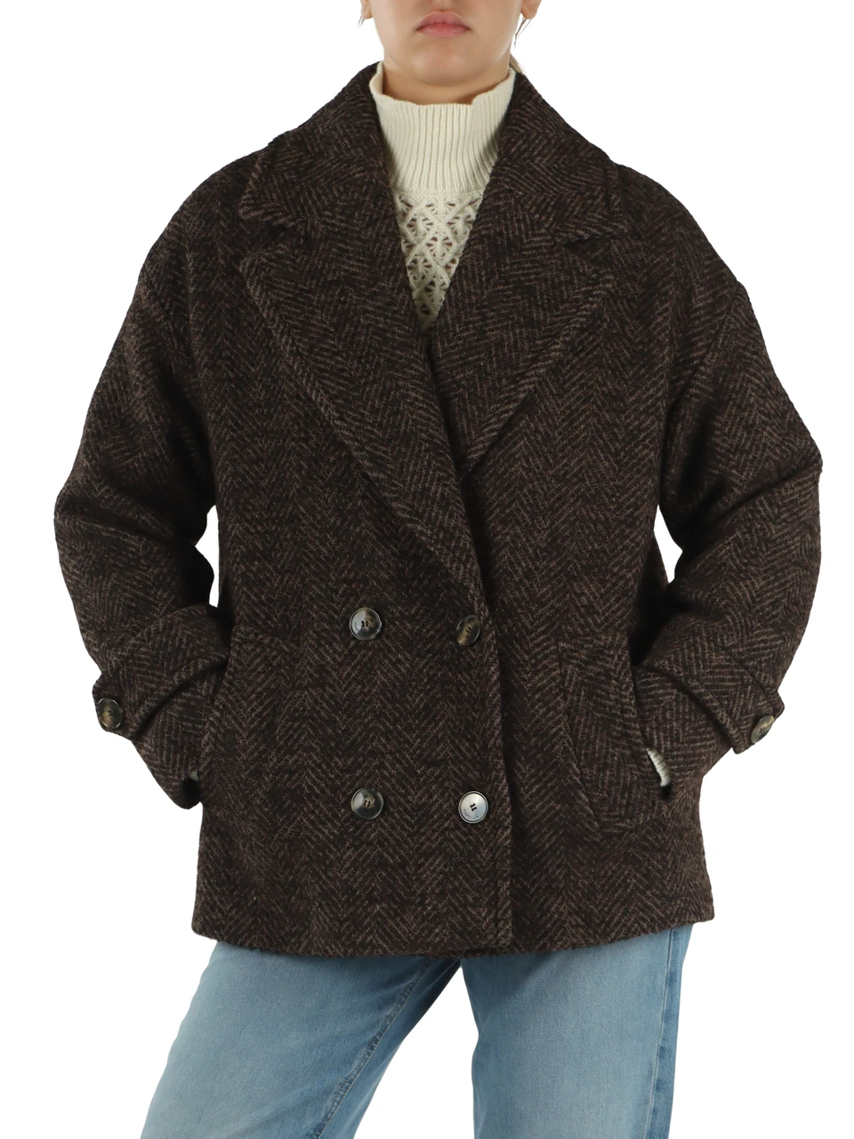 MARRONE | SPORT: Cappotto in resca bouclè BAITA