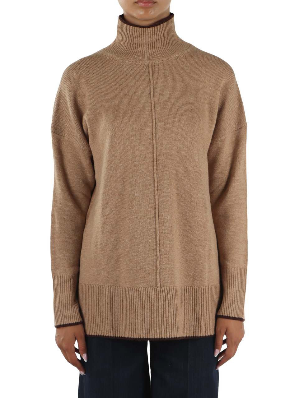 CAMMELLO | Maglia collo a lupetto in misto lana e cashmere