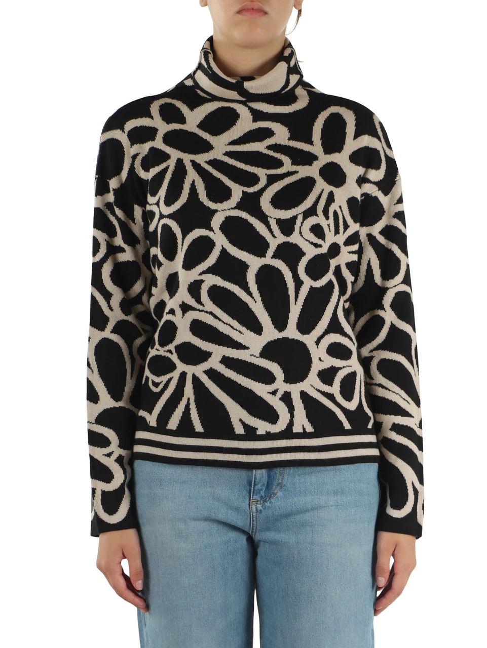 NERO | Maglia collo alto in misto lana