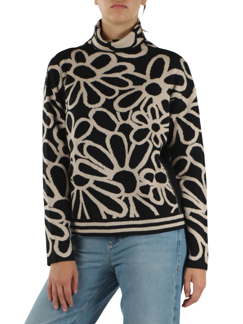 NERO | Maglia collo alto in misto lana
