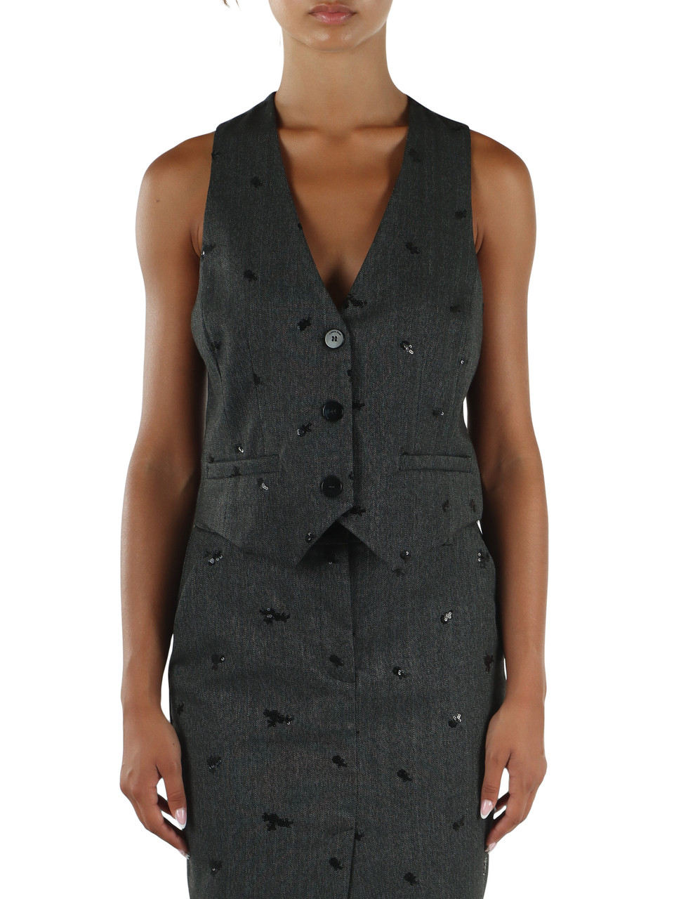 GRIGIO SCURO | Gilet in misto viscosa con paillettes