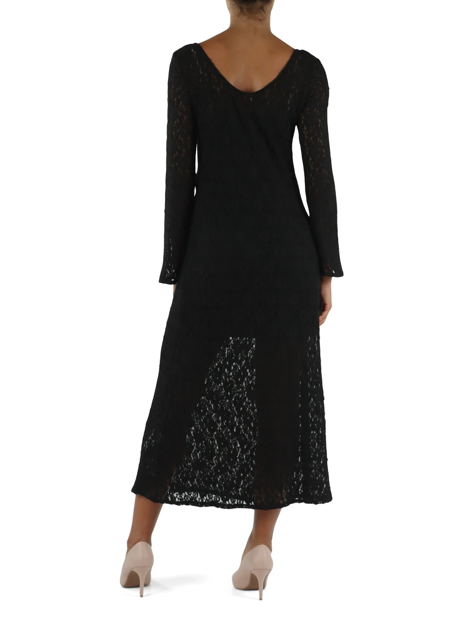 NERO | Abito midi in pizzo stretch GHIANDOLA