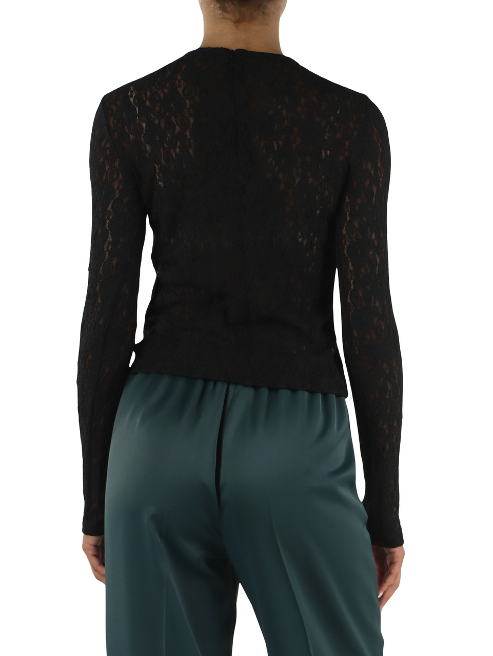NERO | T-shirt manica lunga in pizzo stretch MADRE