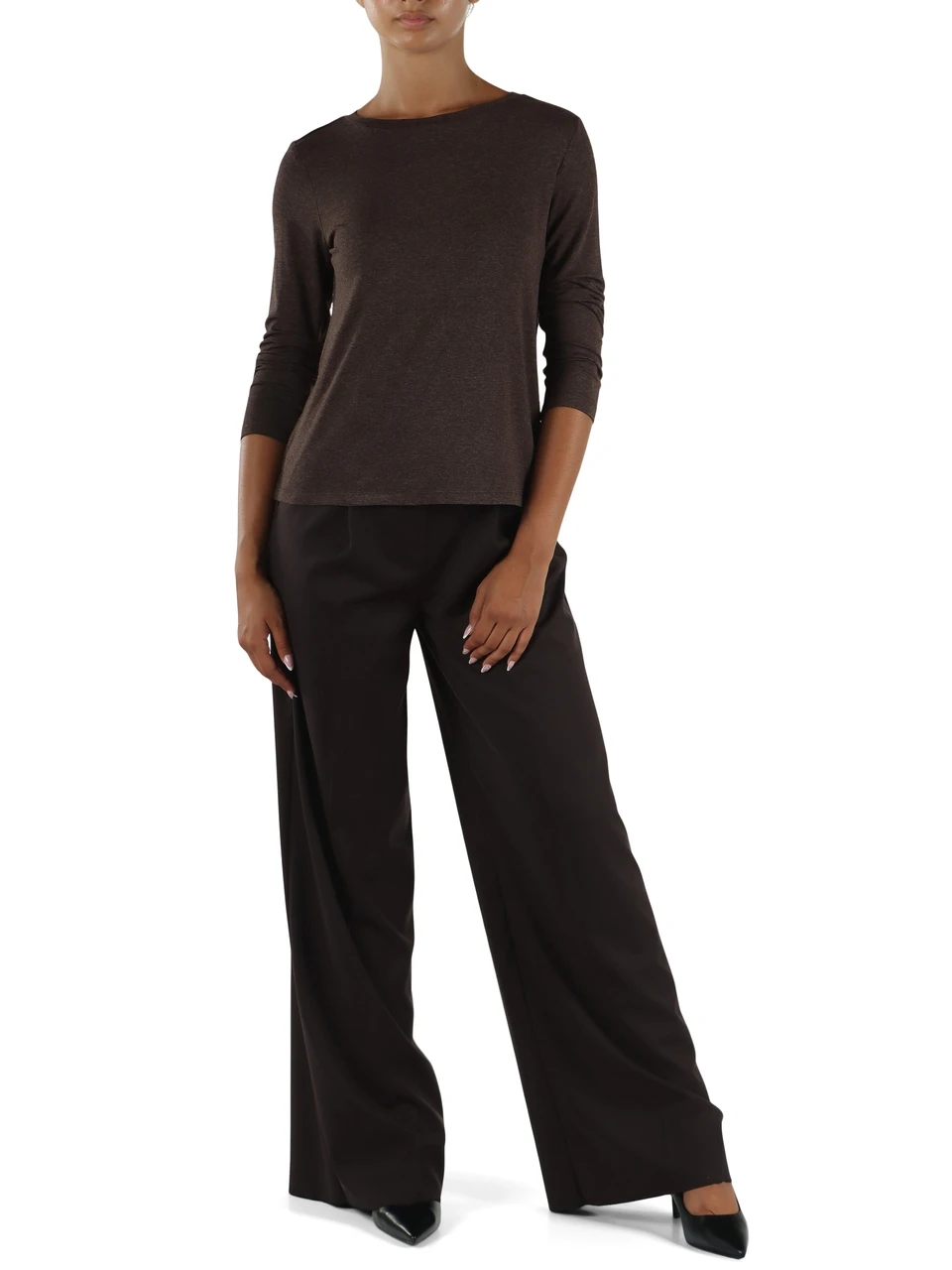 MARRONE | T-shirt in jersey di viscosa stretch MORA