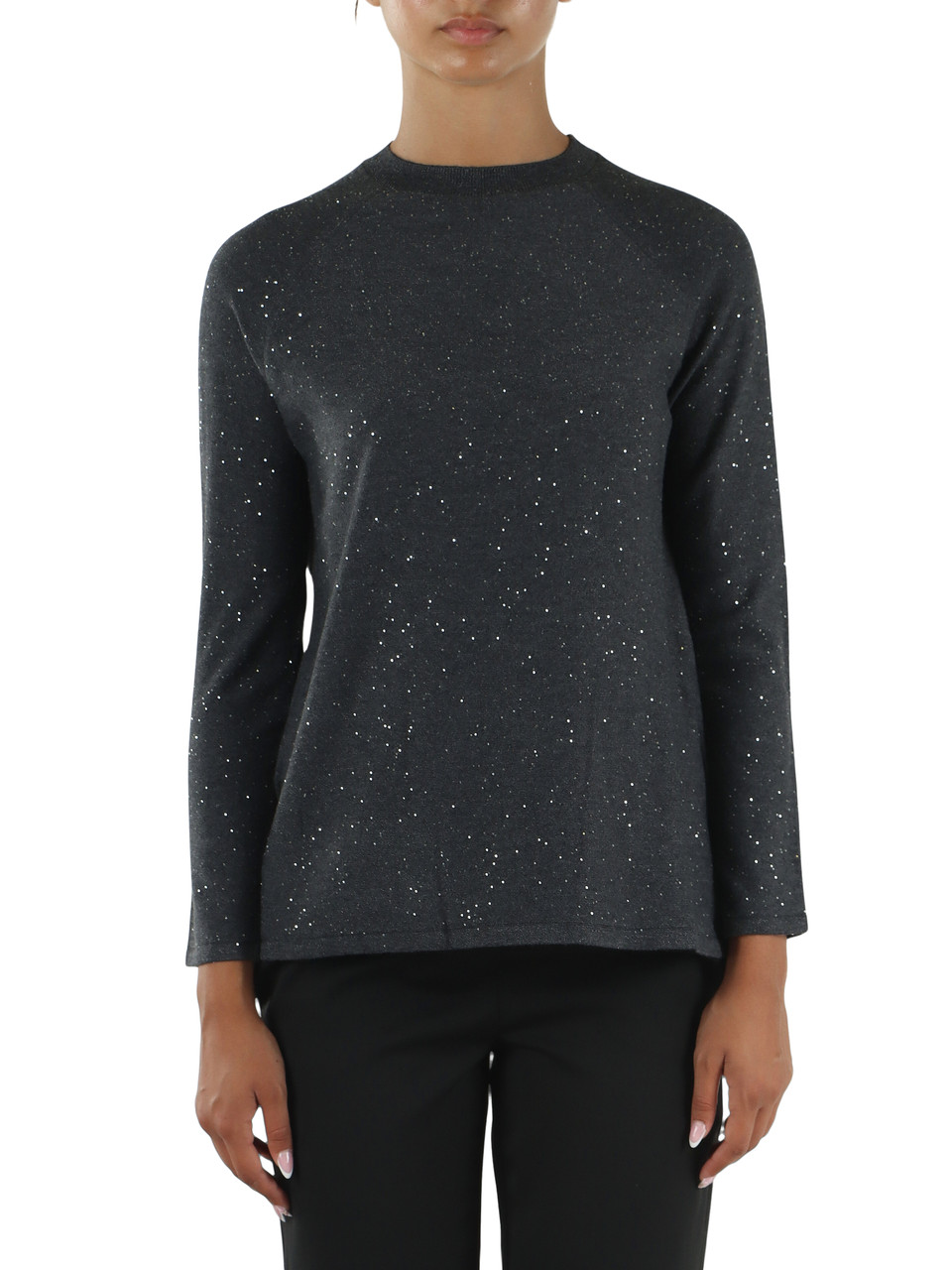 GRIGIO SCURO | Maglia in misto lana RADENTE con strass