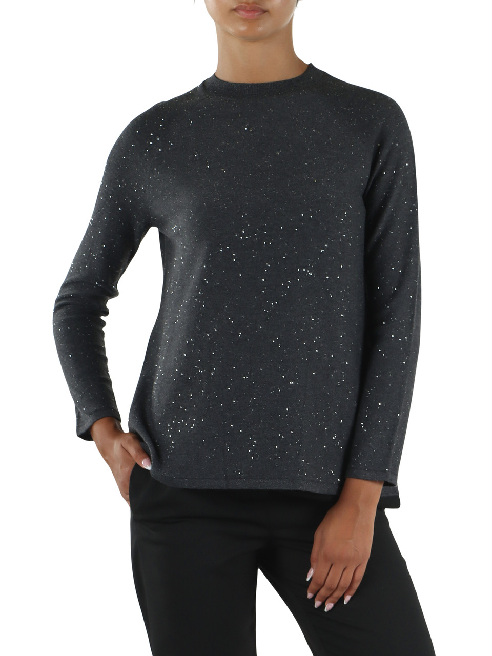 GRIGIO SCURO | Maglia in misto lana RADENTE con strass