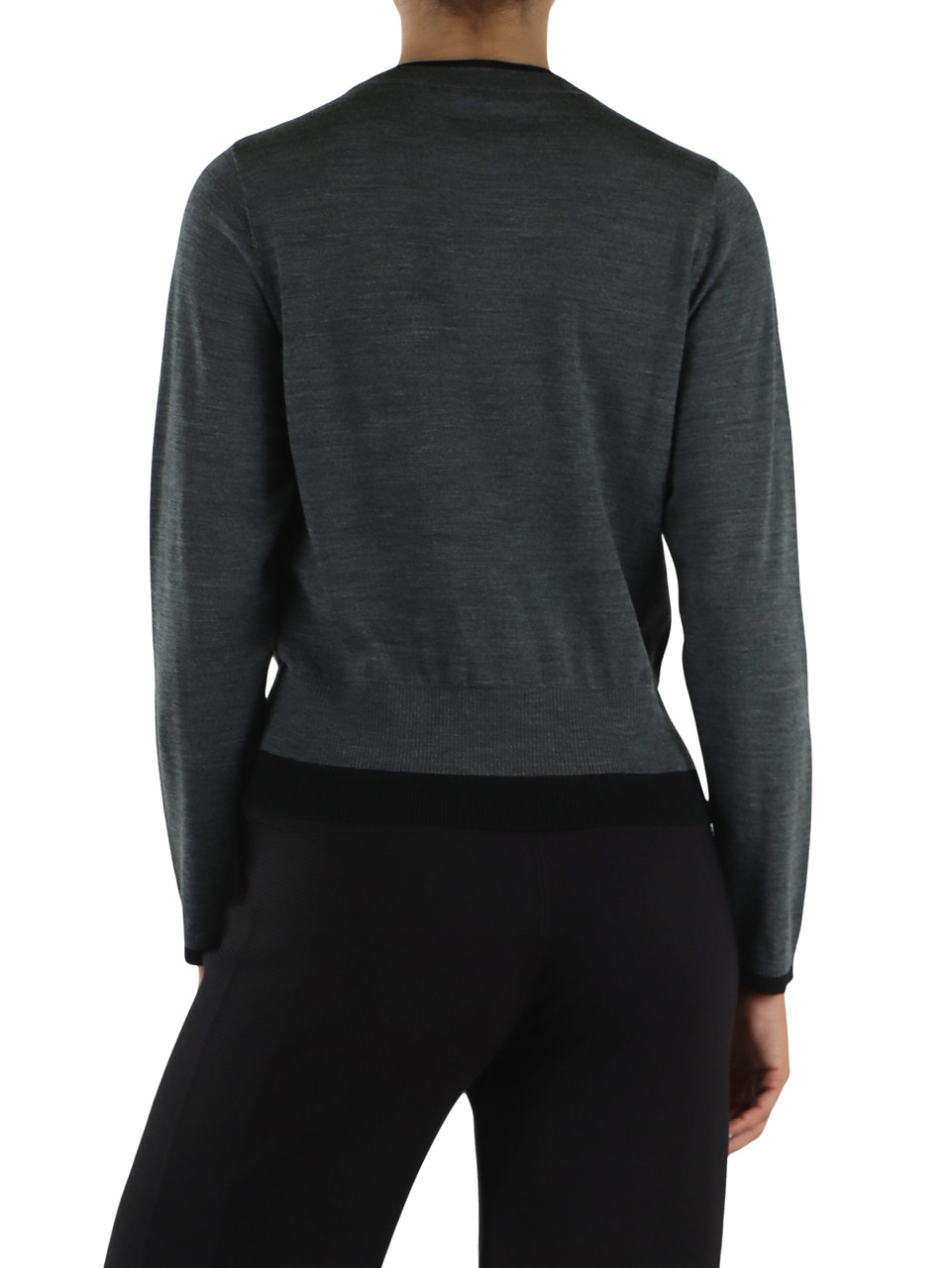 GRIGIO SCURO | Maglia in lana PRUGNA con dettagli a contrasto