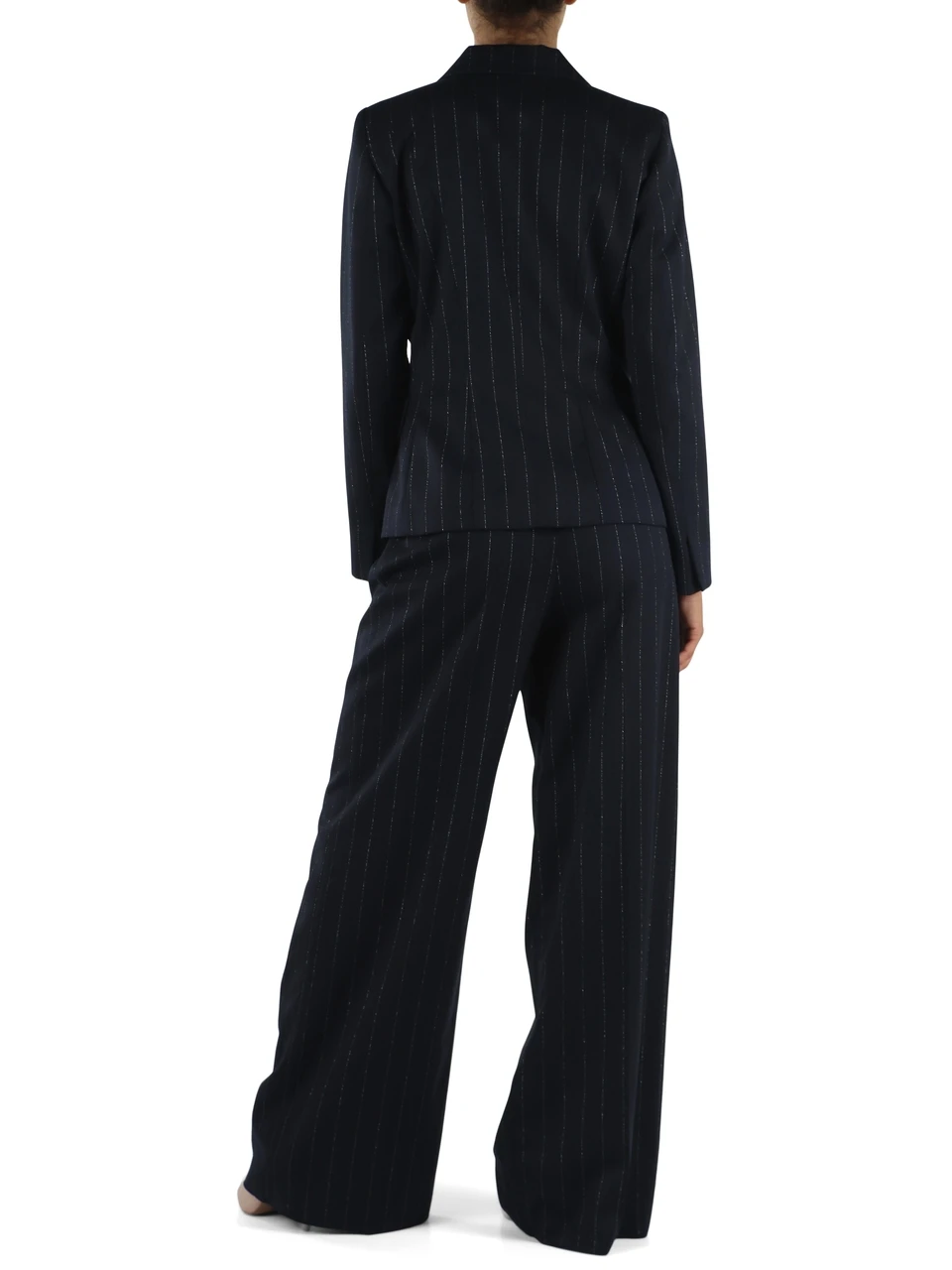 BLU SCURO | Tailleur in misto viscosa gessato lamè BAFFO