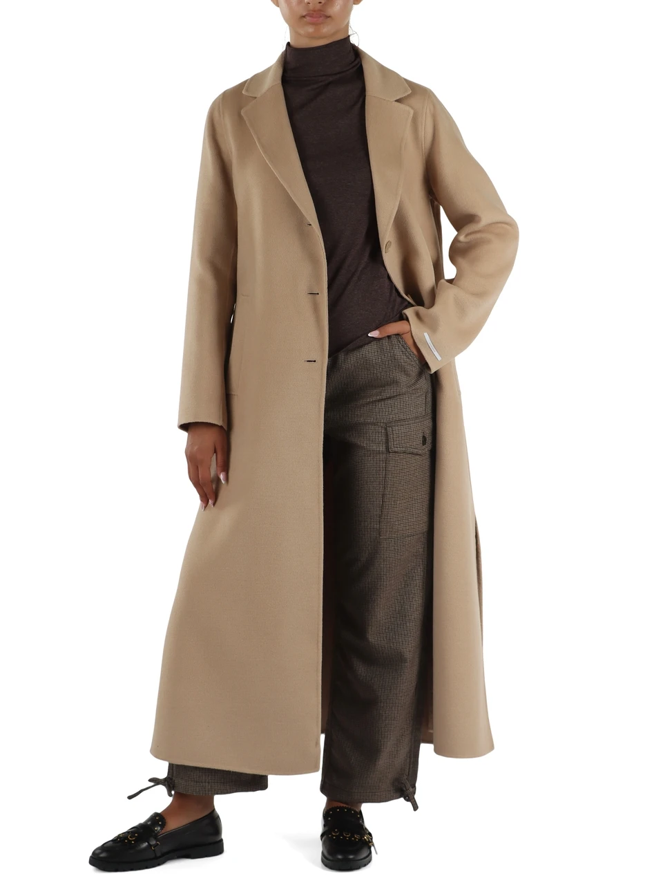 BEIGE | Cappotto lungo in panno double ACCIUGA