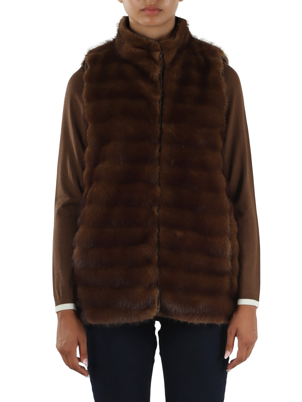 MARRONE | Ecopelliccia smanicata BACCANO