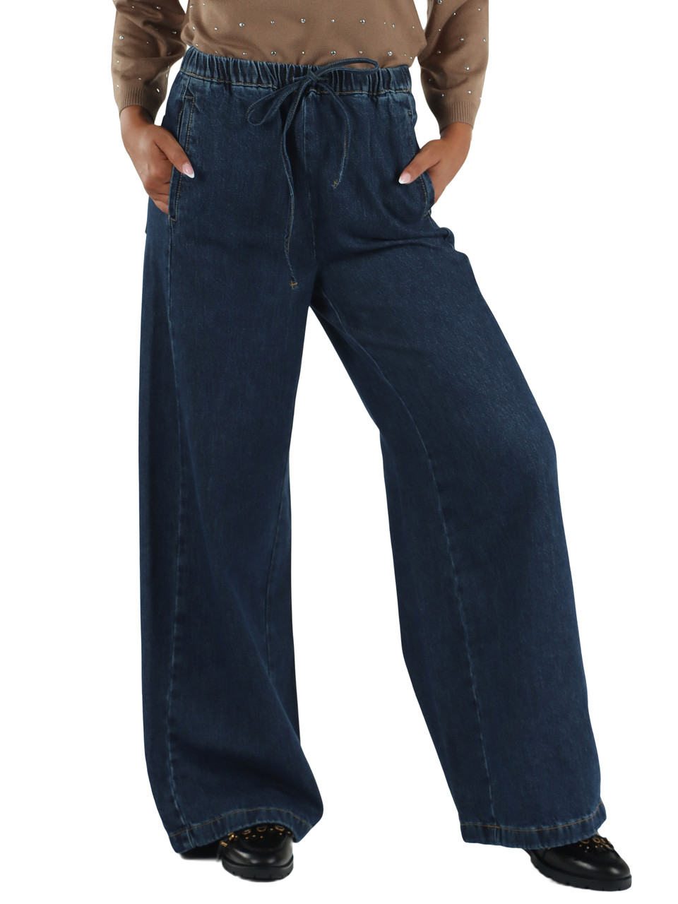 BLU SCURO | Pantalone jeans gamba larga TRIONFO