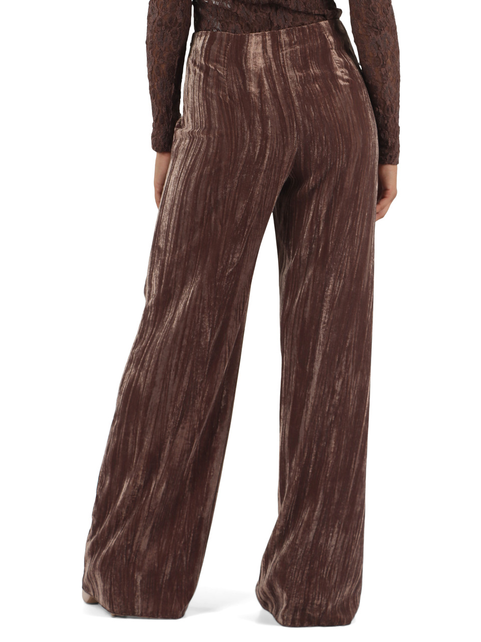 MARRONE | Pantalone gamba larga in velluto CRISMA