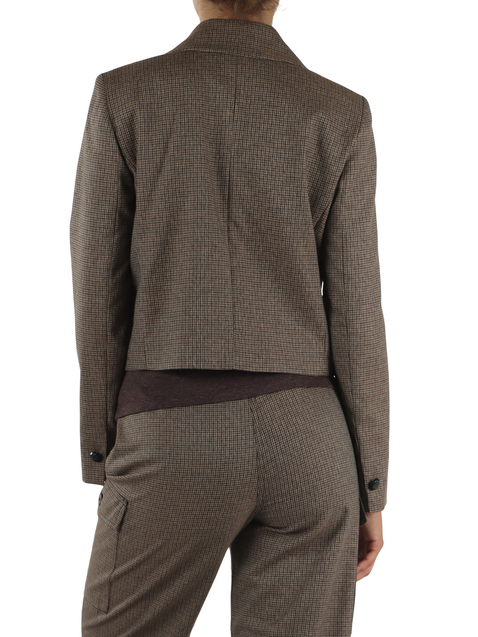 MARRONE | Giacca cropped in misto viscosa VOLTO