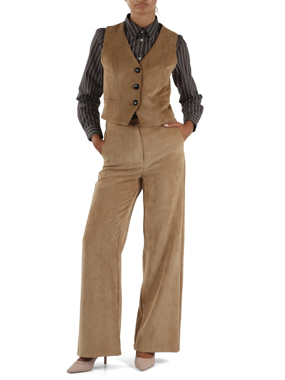 CAMMELLO | Completo gilet e pantalone TIRSI in velluto a costine