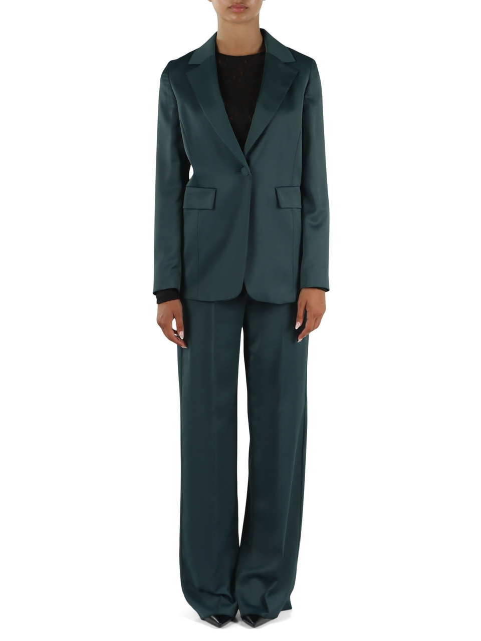 VERDE SCURO | Tailleur in tessuto satinato FALESIA