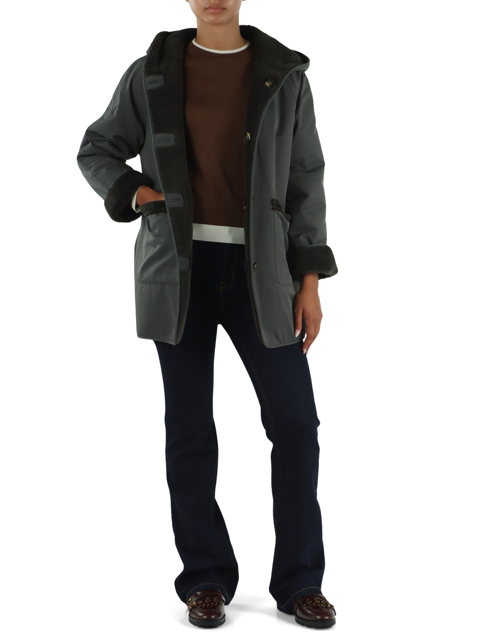 VERDE SCURO | Giaccone reversibile GOCCIA