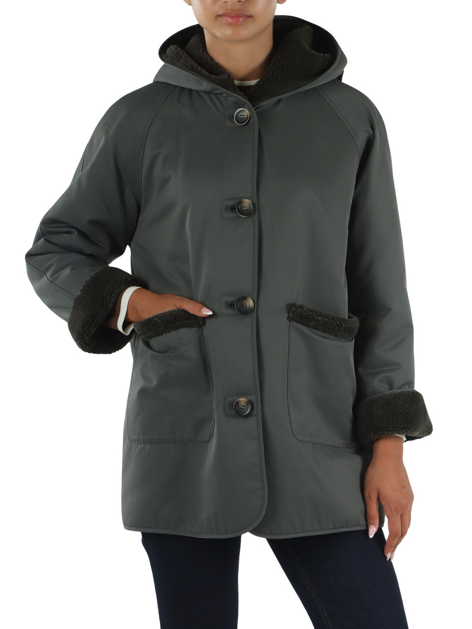 VERDE SCURO | Giaccone reversibile GOCCIA