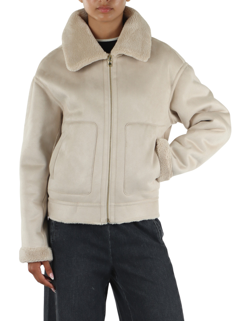 avorio | Giacca reversibile in eco suede LIUTI