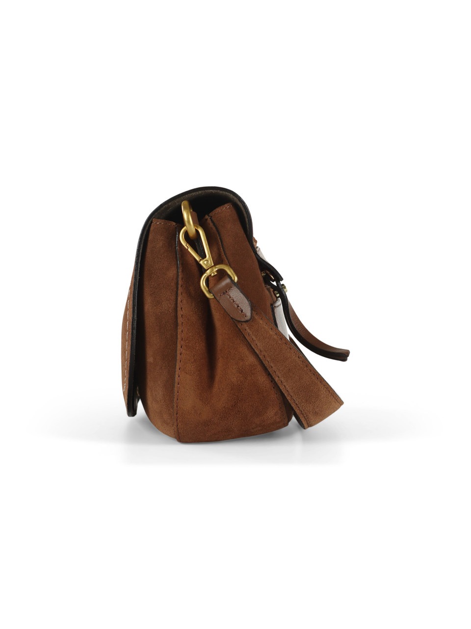 MARRONE CHIARO | Borsa a spalla in suede HELENA ROUND Small