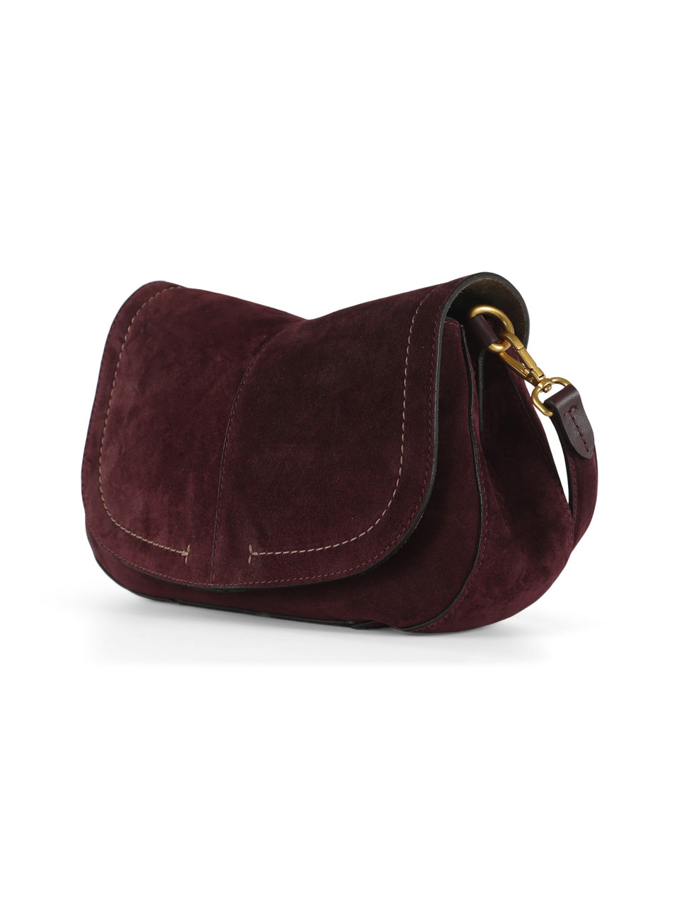 MERLOT | Borsa a spalla in suede HELENA ROUND Small