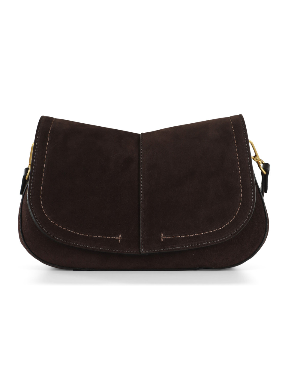MARRONE | Borsa a spalla in suede HELENA ROUND Small