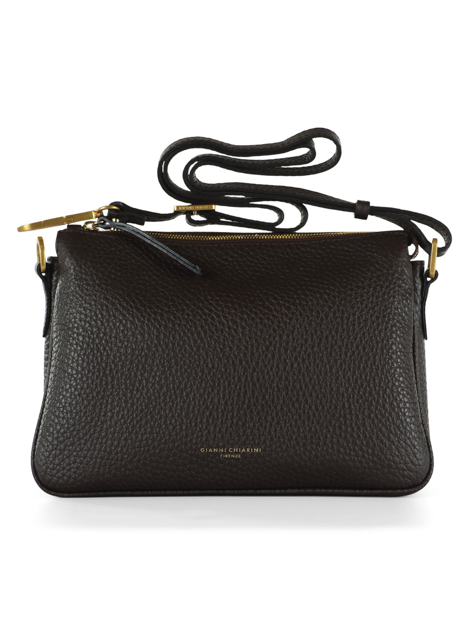 MARRONE | Borsa a tracolla in pelle martellata BROOKE