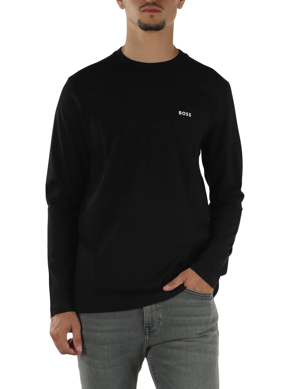 NERO | T-shirt manica lunga in cotone stretch