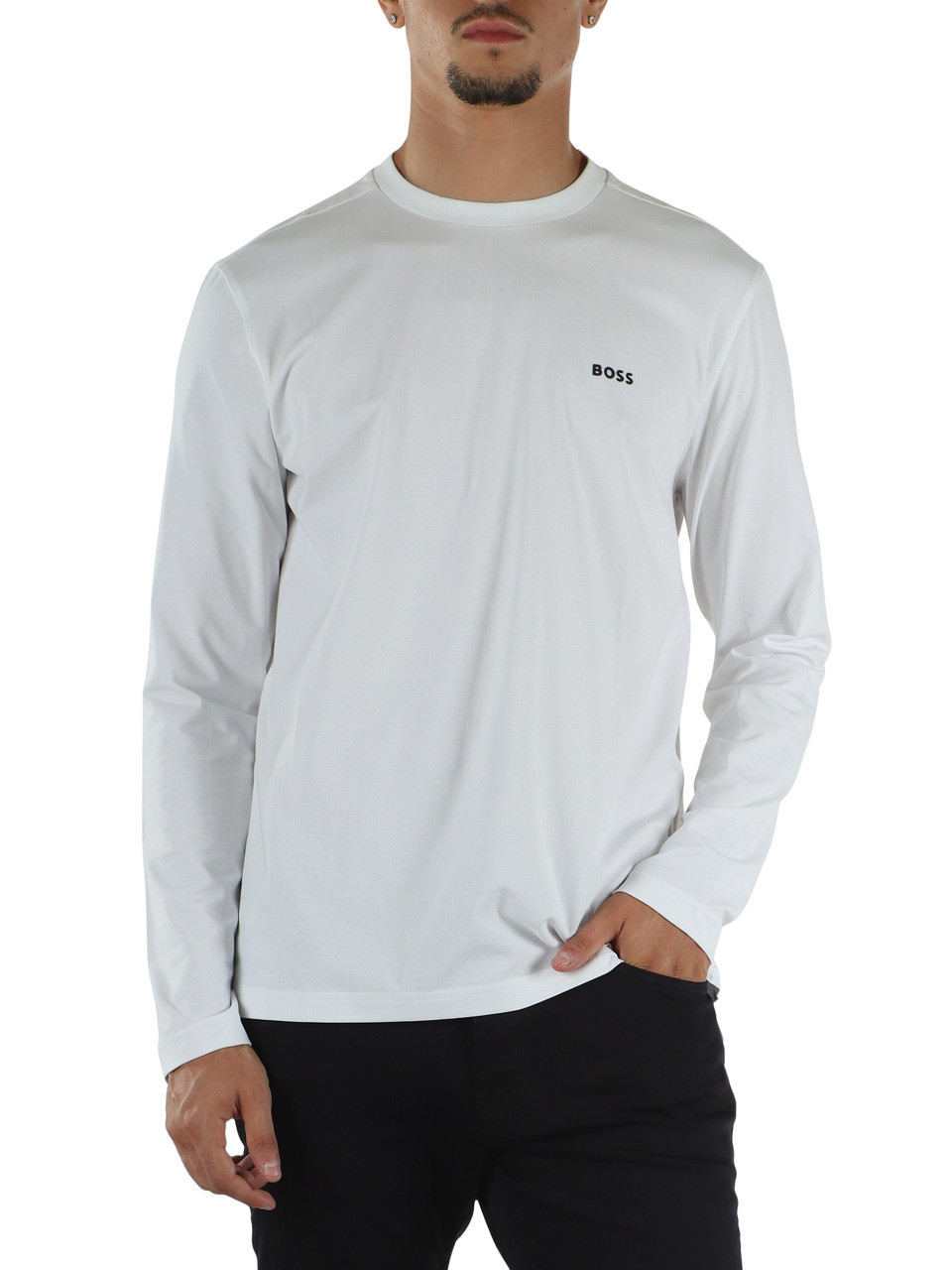 BIANCO | T-shirt manica lunga in cotone stretch