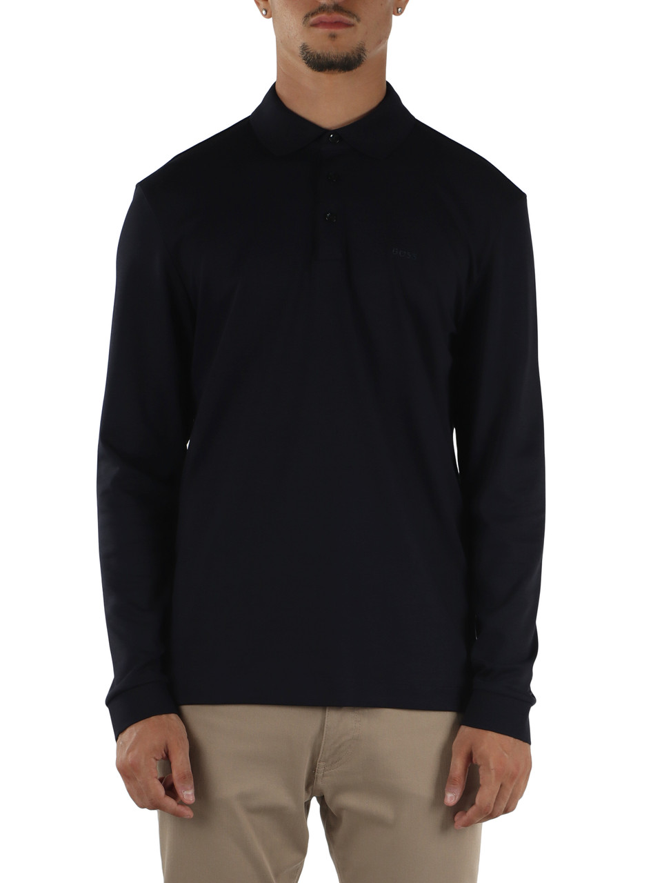 BLU SCURO | Polo manica lunga in cotone