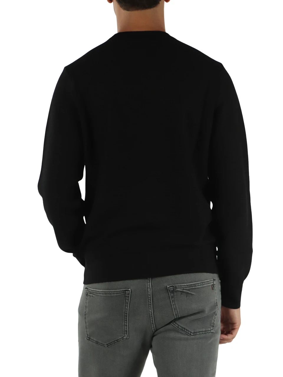 NERO | Maglia girocollo in cotone e cashmere con patch logo