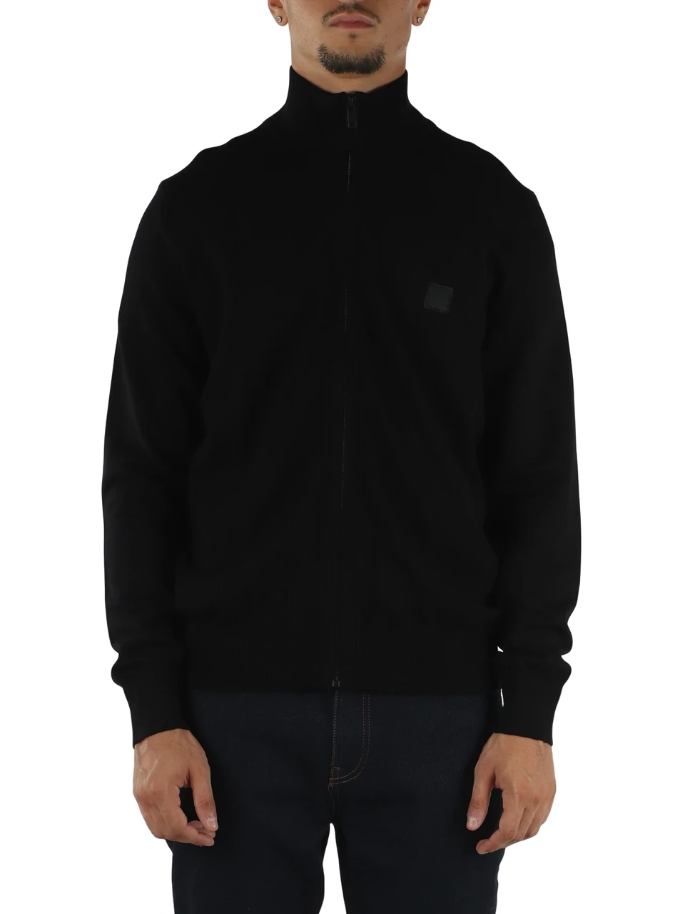 NERO | Cardigan con zip in cotone e cashmere