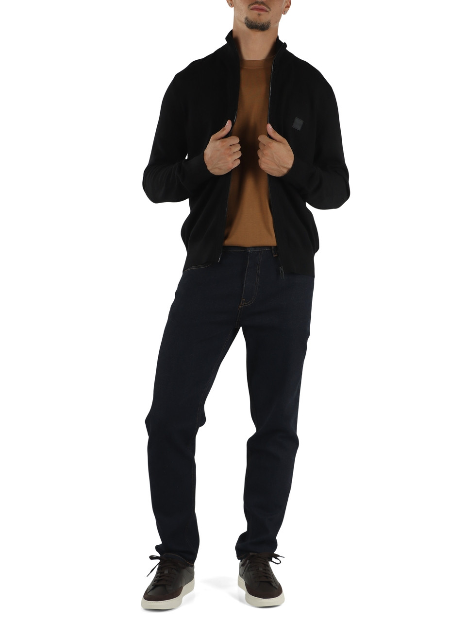 NERO | Cardigan con zip in cotone e cashmere