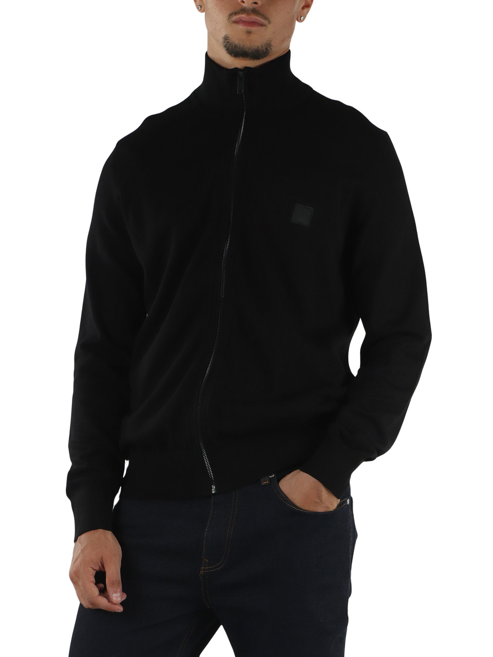 NERO | Cardigan con zip in cotone e cashmere