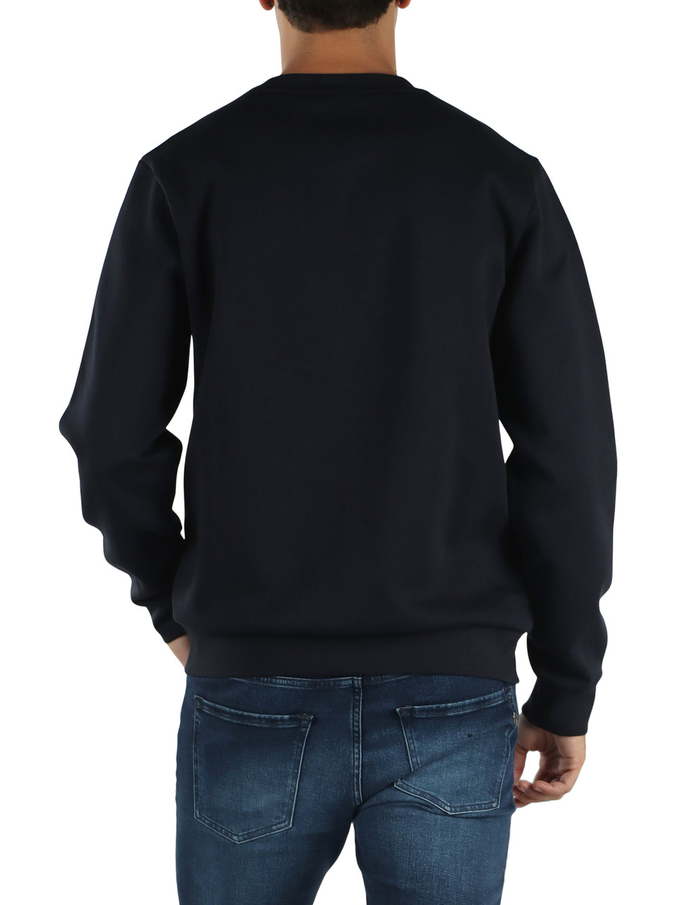BLU SCURO | Felpa girocollo in misto cotone con patch logo
