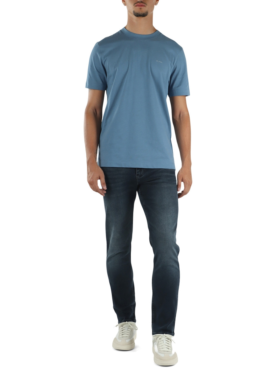 AZZURRO | T-shirt regular fit in cotone con ricamo logo