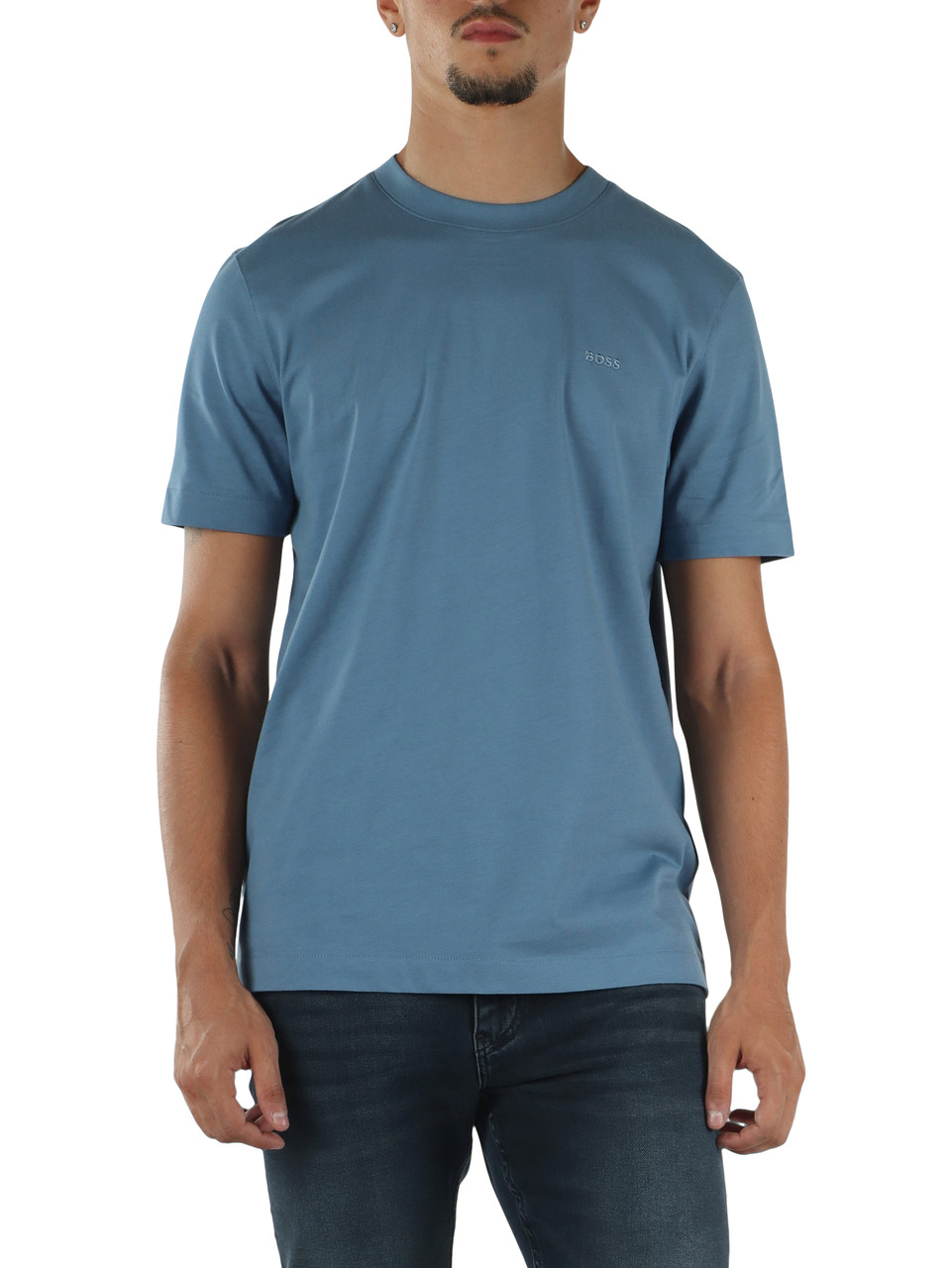 AZZURRO | T-shirt regular fit in cotone con ricamo logo