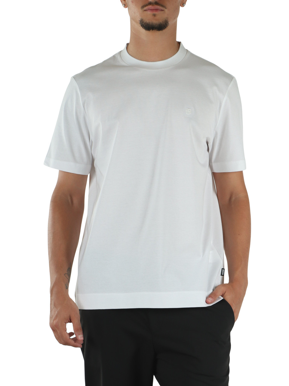 BIANCO | T-shirt in cotone mercerizzato con ricamo logo