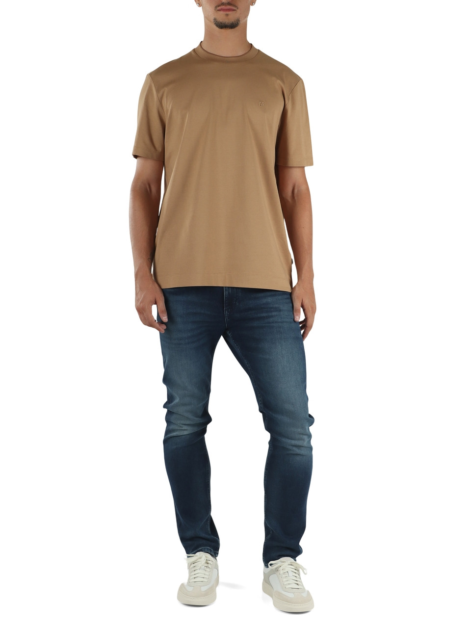 CAMMELLO | T-shirt in cotone mercerizzato con ricamo logo