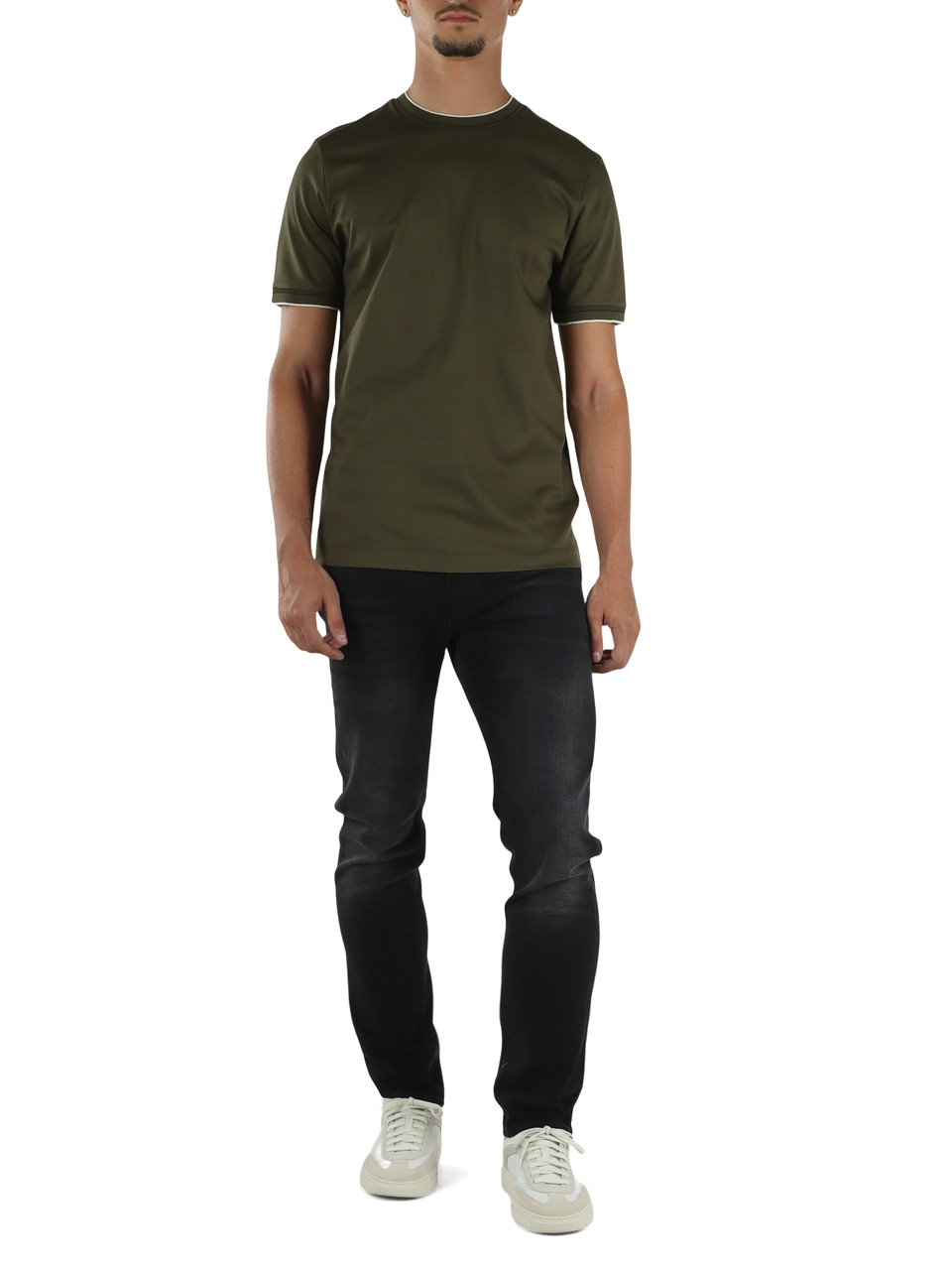 VERDE SCURO | T-shirt slim fit in cotone mercerizzato