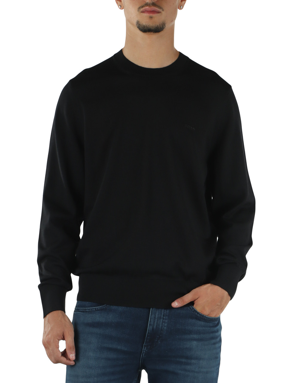 NERO | Maglia girocollo in lana vergine merino extrafine