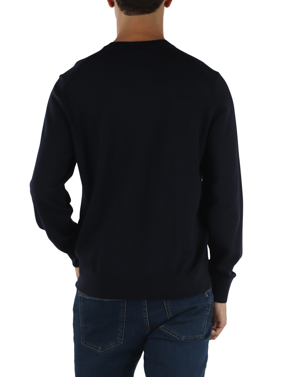 BLU SCURO | Maglia girocollo in lana vergine merino extrafine