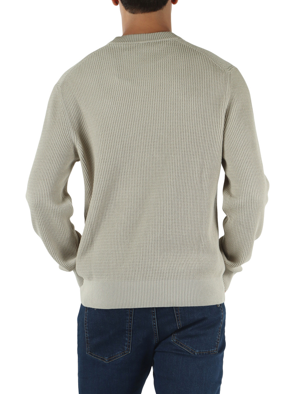 BEIGE | Maglia girocollo a coste in cotone e kapok