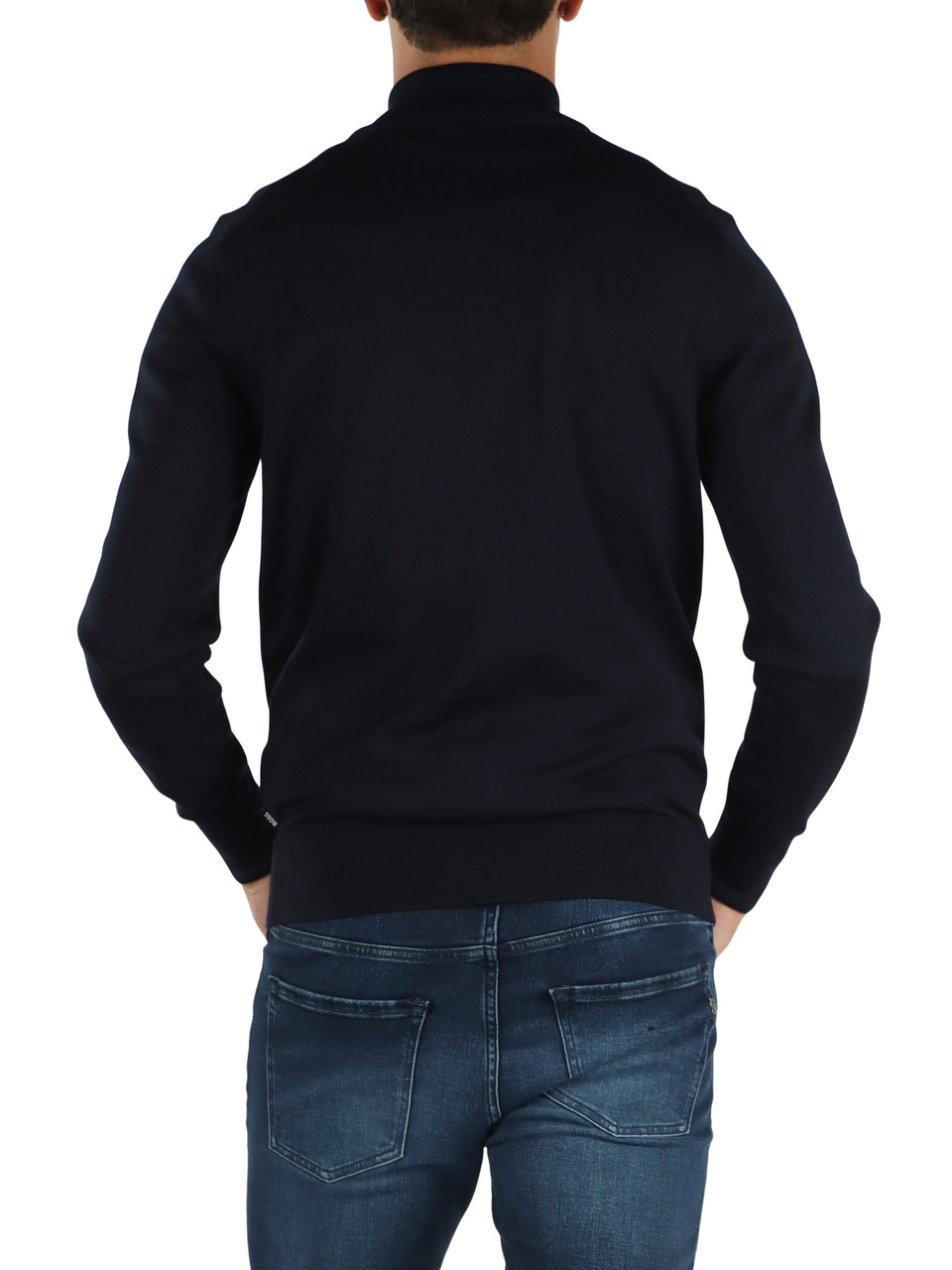 Dunkelblau | Cardigan mit Reißverschluss aus extrafeiner Merinowolle