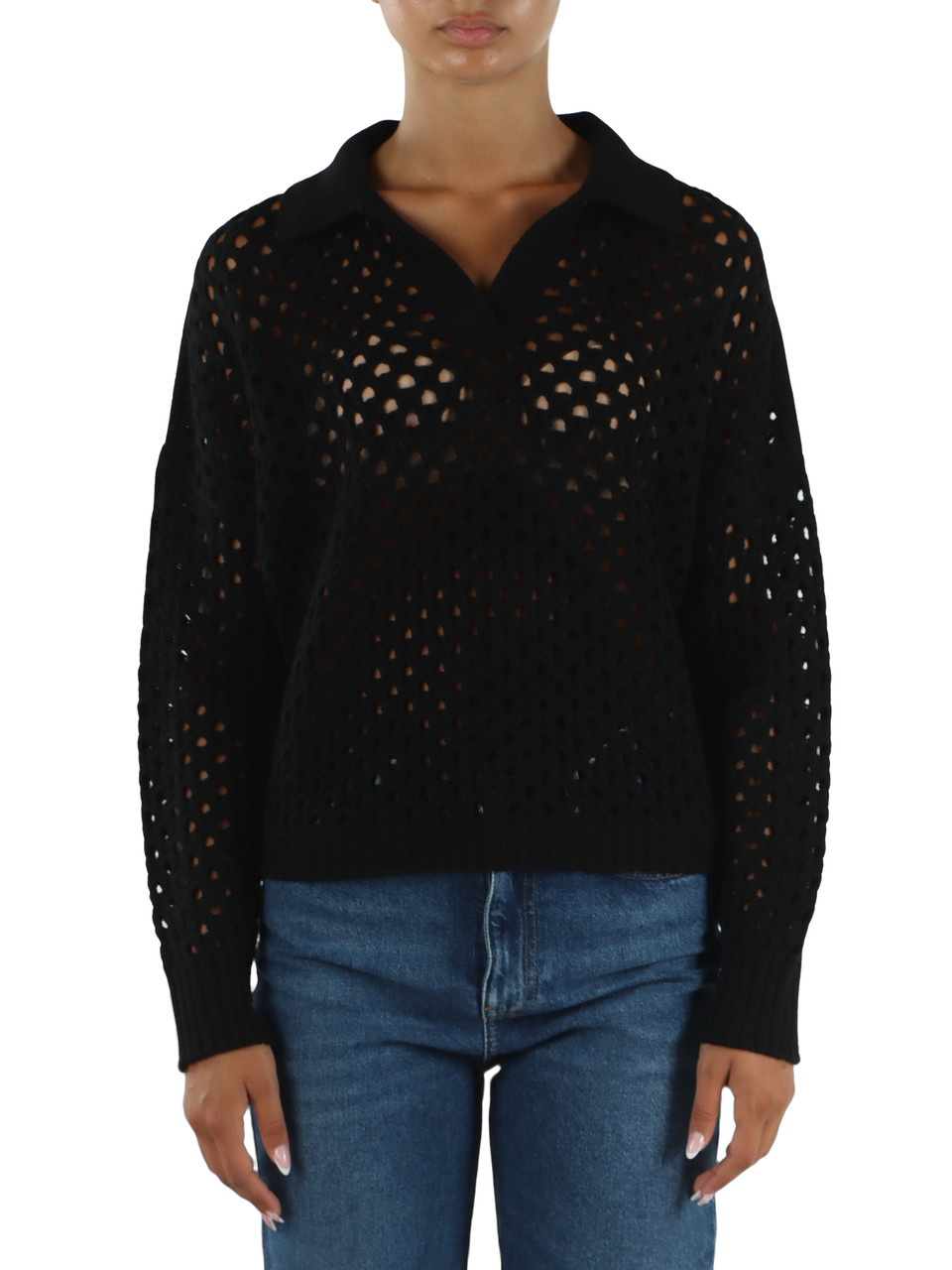NERO | Maglia collo a polo in lana vergine e cashmere