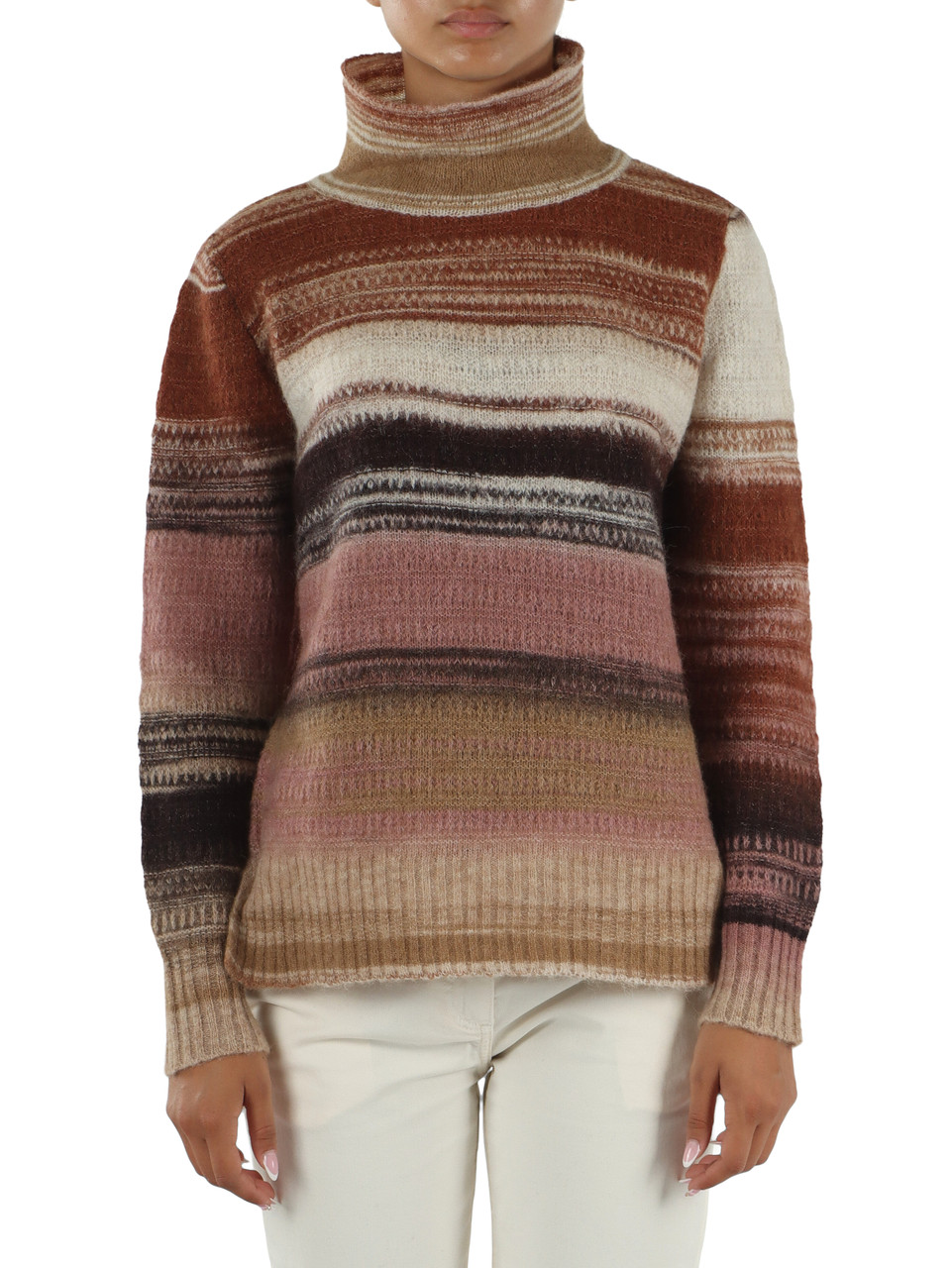 BEIGE | Maglia collo alto in misto lana e alpaca