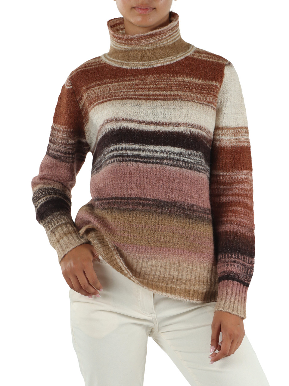 BEIGE | Maglia collo alto in misto lana e alpaca